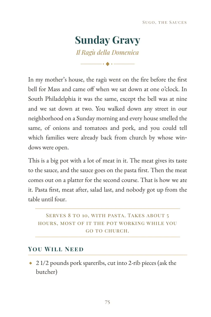Sunday Gravy, a page from the book
